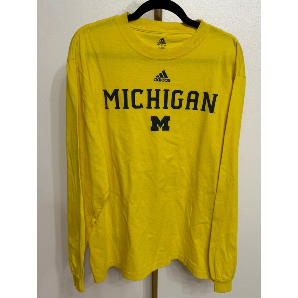 Adidas, Michigan Long Sleeve Tee, Yellow, Men's Large, MSRP $35